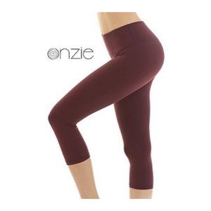 NWT ONZIE YOGA WEAR Women M/L Capri Pants Tight Brown Run Gym Activewear Train